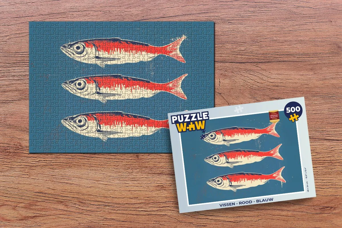 PuzzleWow Vissen Legpuzzel 500 Stuks - Rood/Blauw