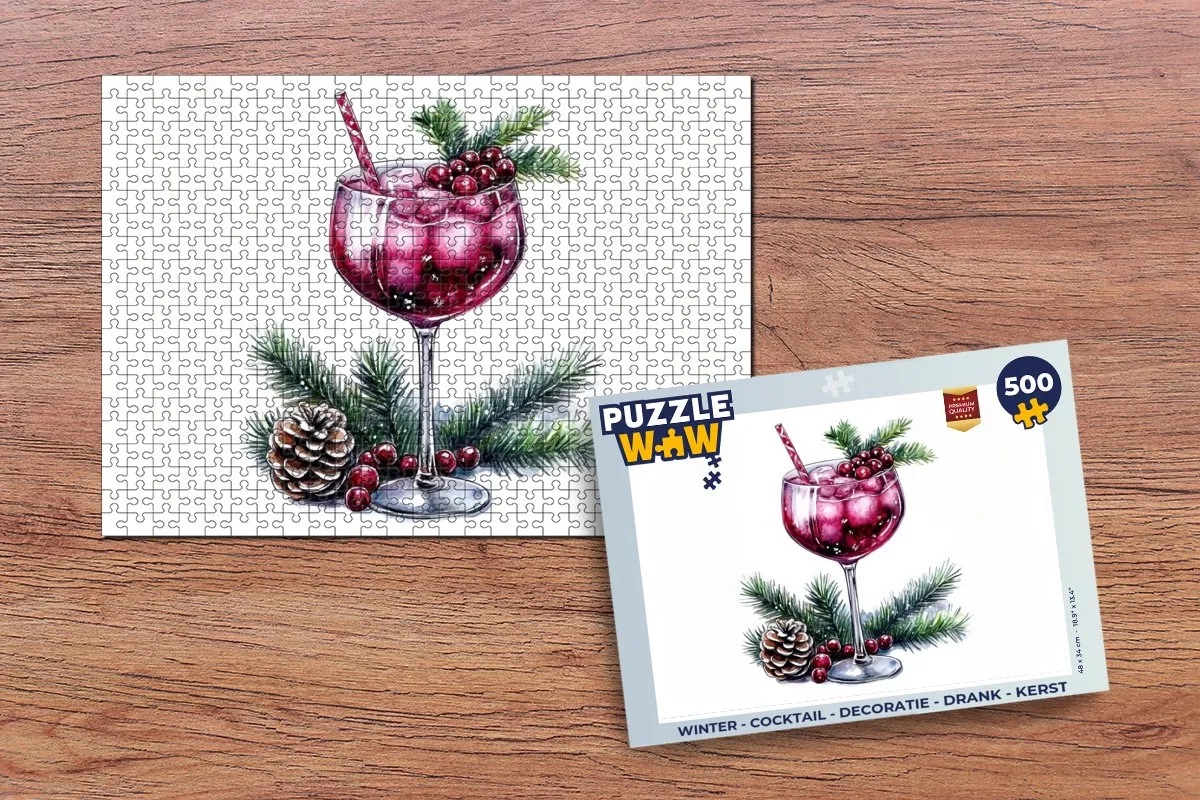 PuzzleWow Winter Cocktail Legpuzzel 500 Stuks - Kerstcadeau