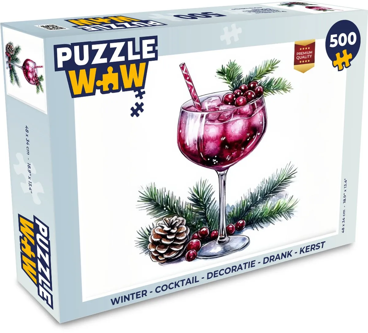 PuzzleWow Winter Cocktail Legpuzzel 500 Stuks - Kerstcadeau