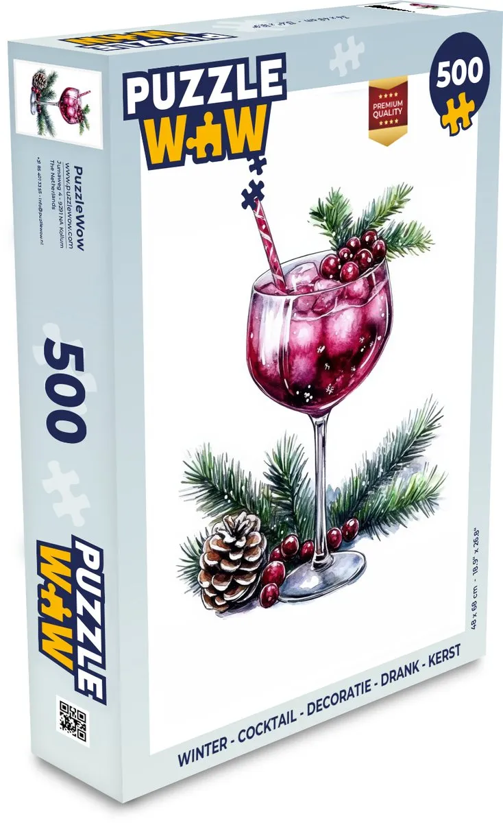 PuzzleWow Winter Cocktail Legpuzzel 500 Stuks - Kerstcadeau