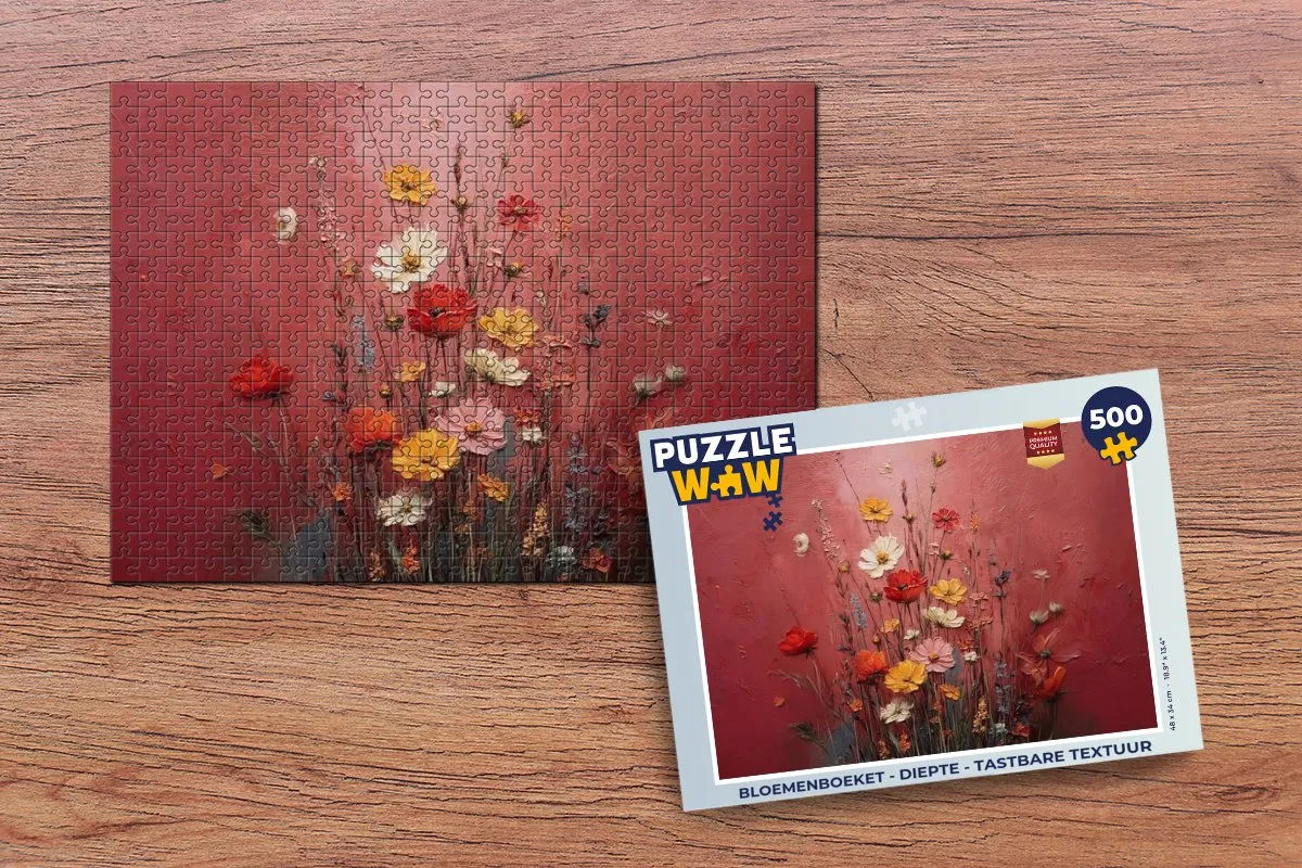 PuzzleWow Bloemenboeket Legpuzzel 500 Stuks - Tastbare textuur