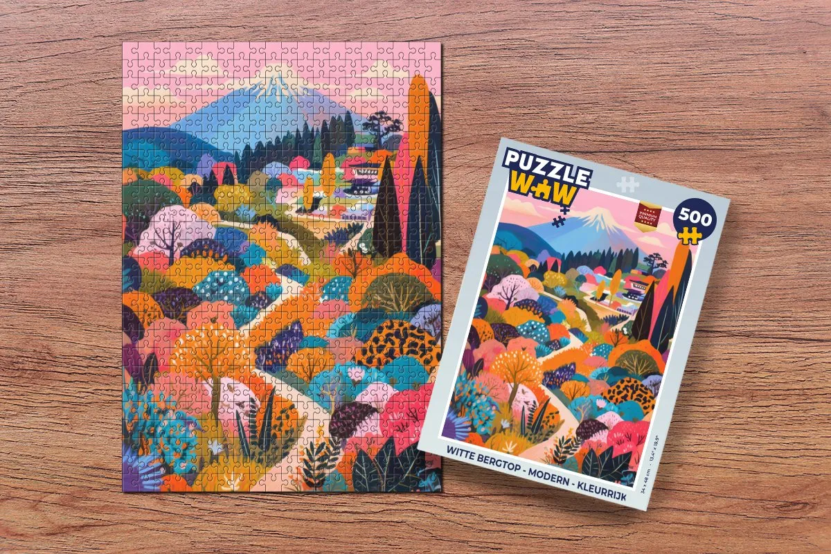 PuzzleWow Witte Bergtop Legpuzzel 500 Stuks - Kleurrijk Landschap