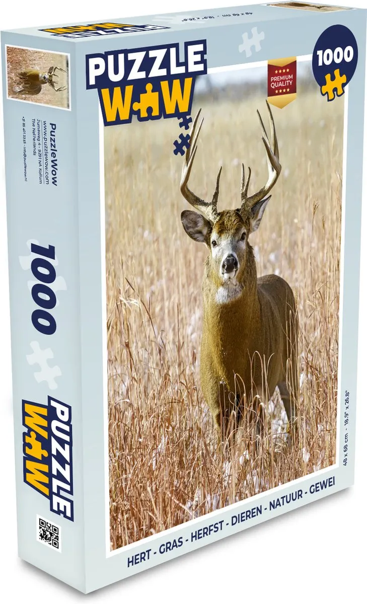 PuzzleWow Hert Gras Herfst Dieren Legpuzzel 1000 Stuks - Multicolor