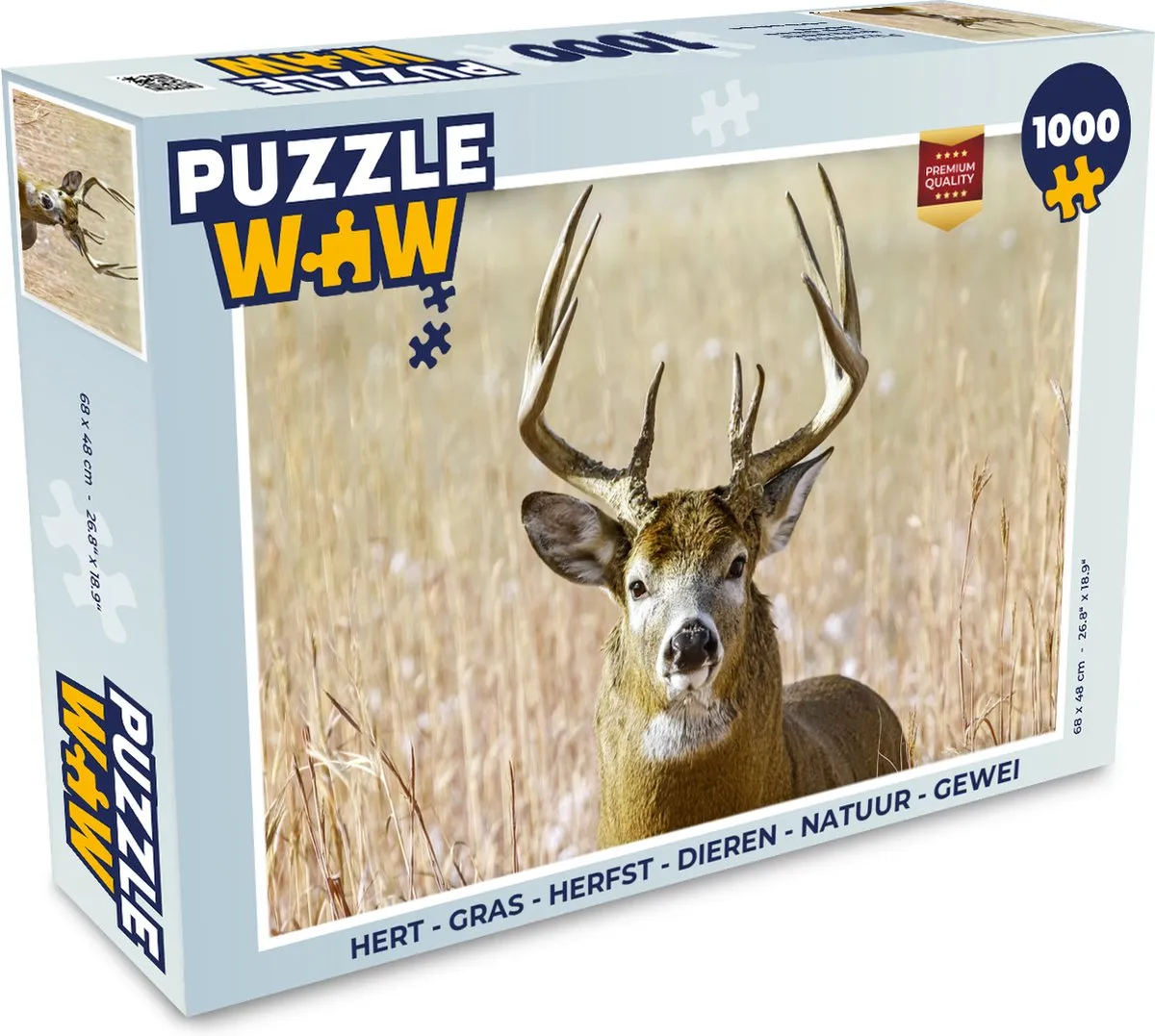 PuzzleWow Hert Gras Herfst Dieren Legpuzzel 1000 Stuks - Multicolor