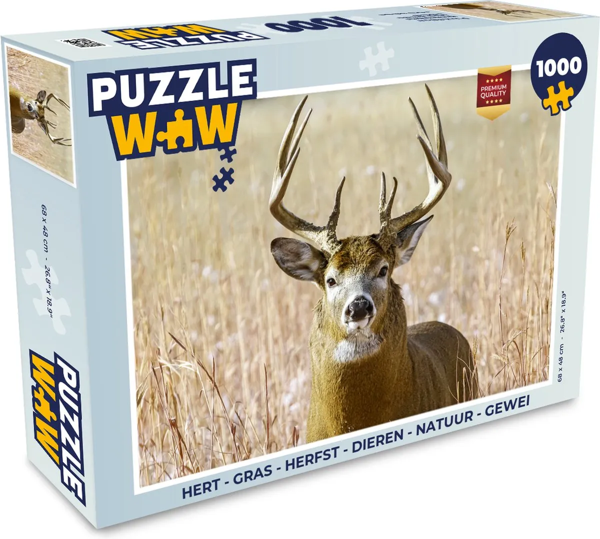PuzzleWow Hert Gras Herfst Dieren Legpuzzel 1000 Stuks - Multicolor