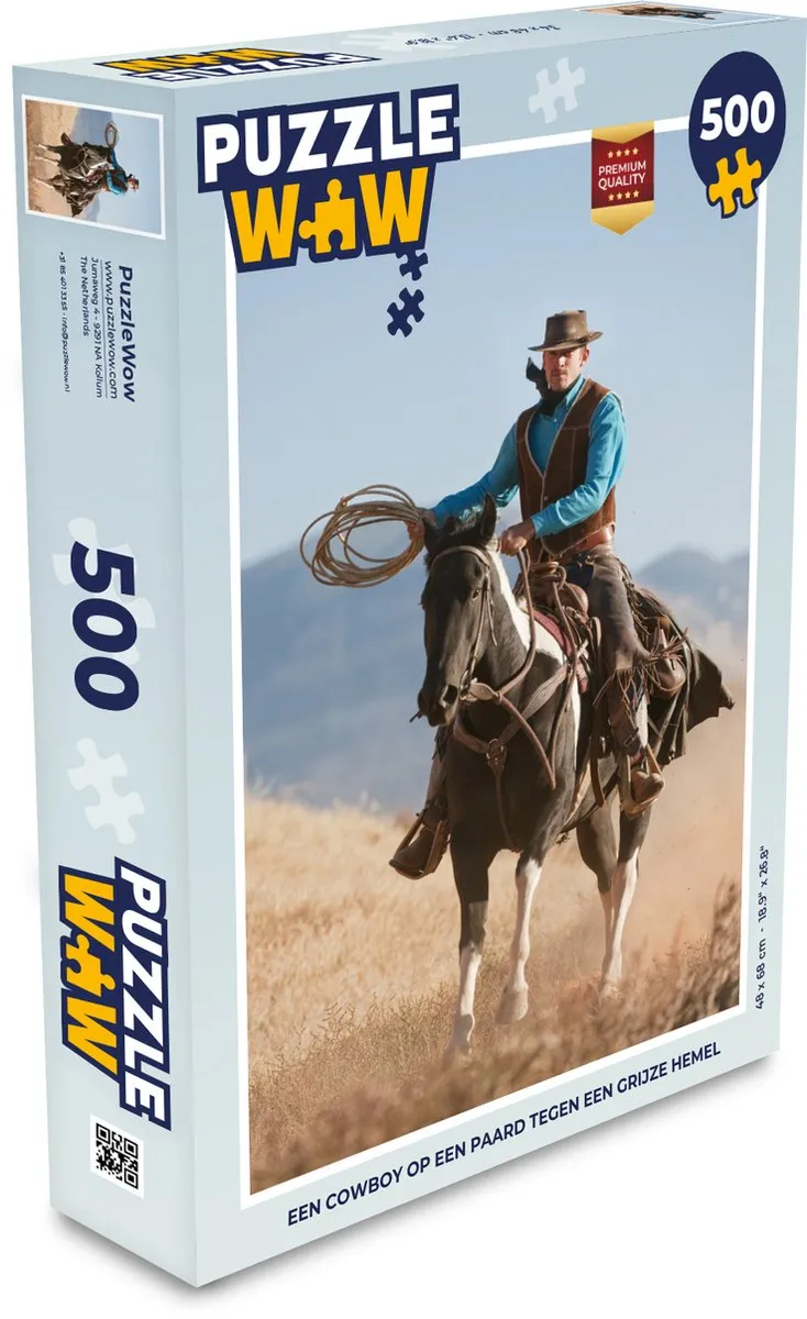 PuzzleWow Legpuzzel Cowboy op Paard 500 Stuks - Multicolor