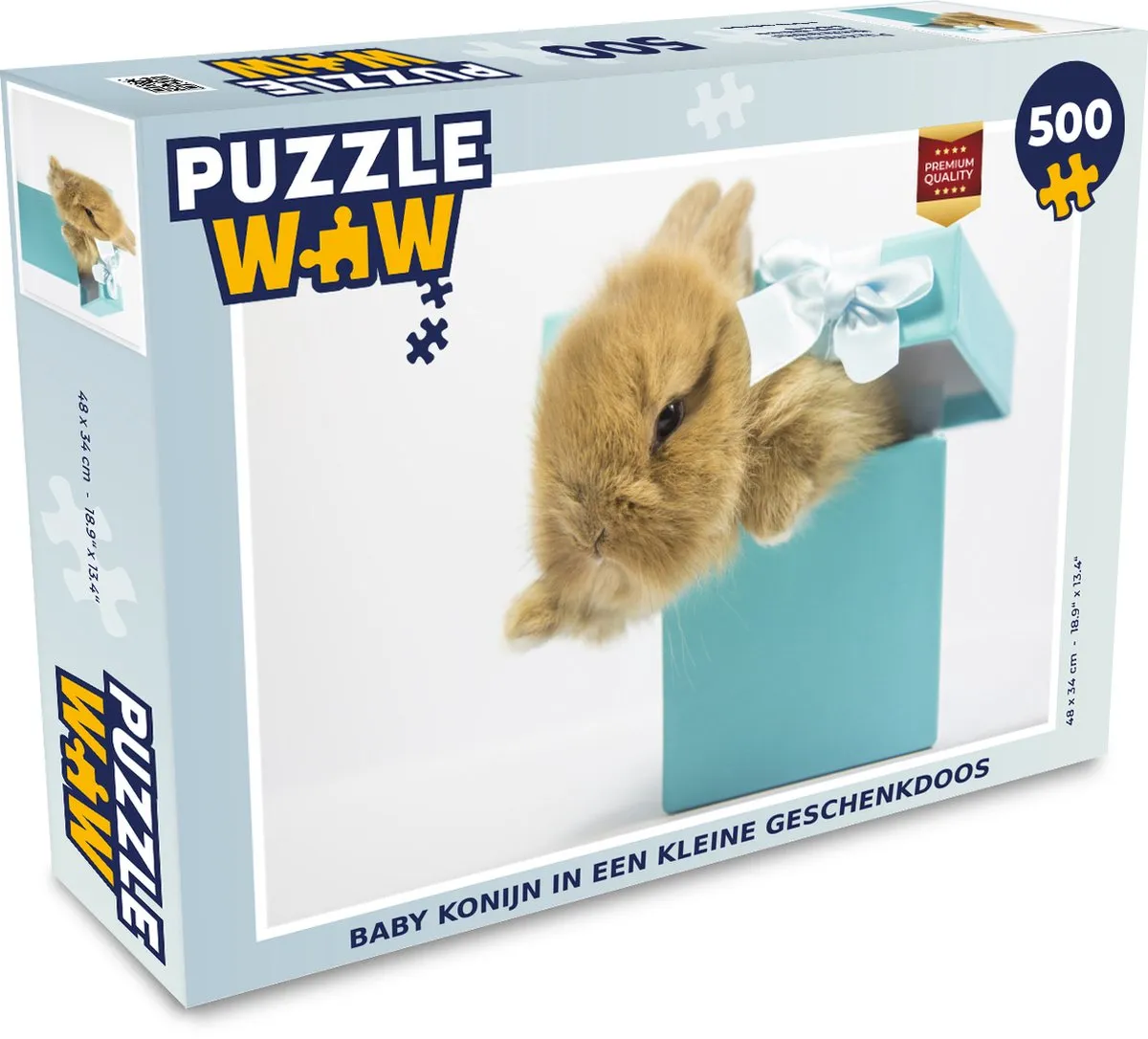 PuzzleWow Konijn Pastel Legpuzzel 500 Stuks - Blauw