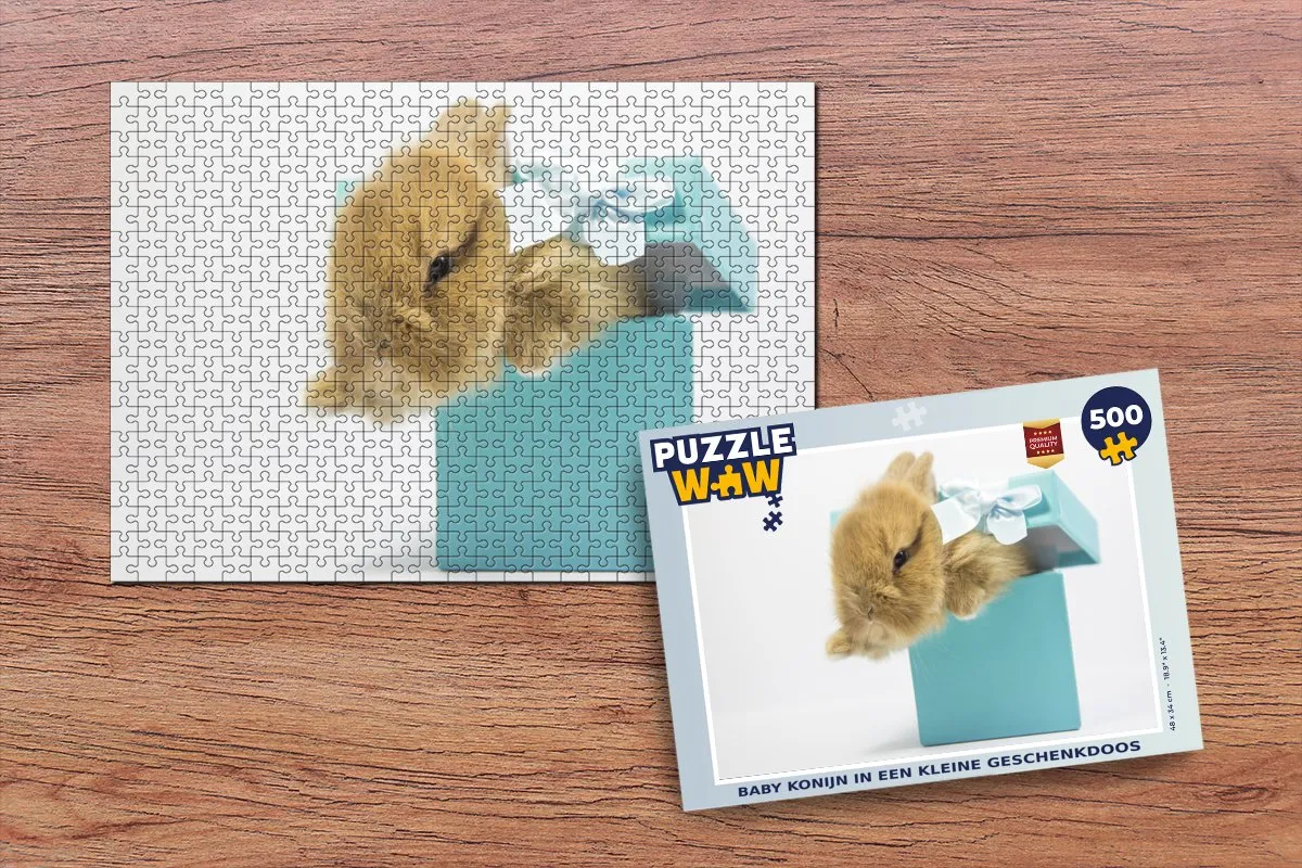 PuzzleWow Konijn Pastel Legpuzzel 500 Stuks - Blauw