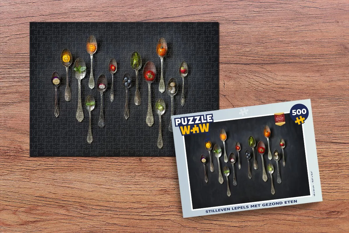 PuzzleWow Lepels Gezond Stilleven Legpuzzel 500 Stuks - Multicolor