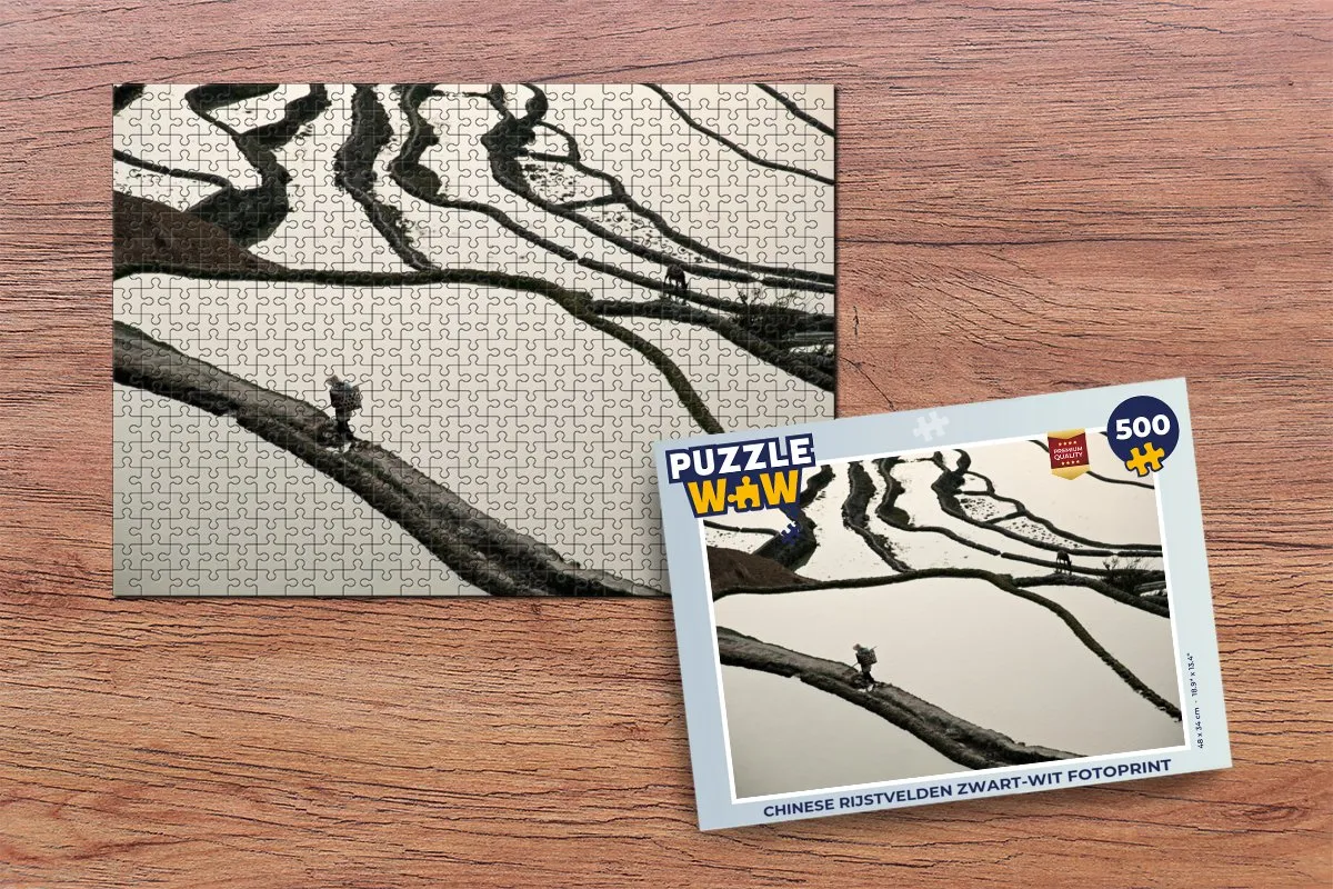 PuzzleWow Chinese Rijstvelden Fotopuzzel 500 Stuks - Multicolor