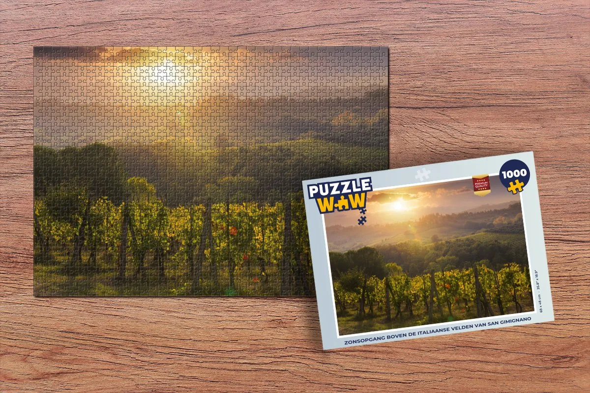 PuzzleWow Legpuzzel Zonsopgang San Gimignano 1000 Stuks - Multicolor