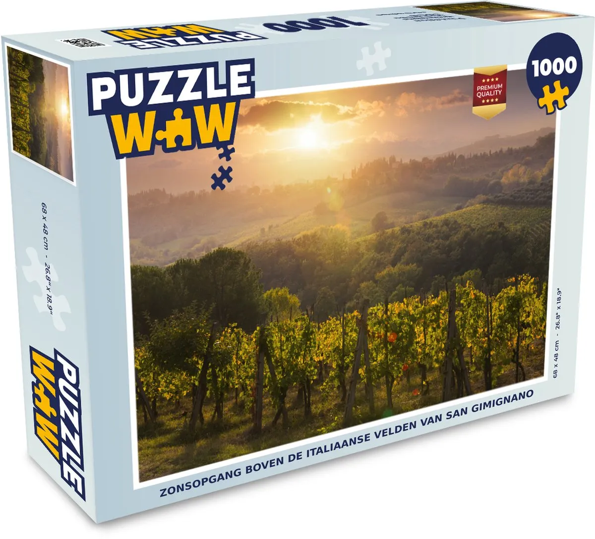PuzzleWow Legpuzzel Zonsopgang San Gimignano 1000 Stuks - Multicolor