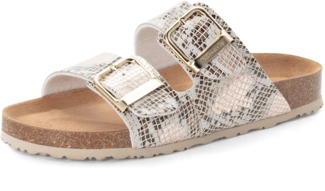 Tamaris damesmuiltjes 1-27523-46 492 Damesschoenen Leer Beige/Snake