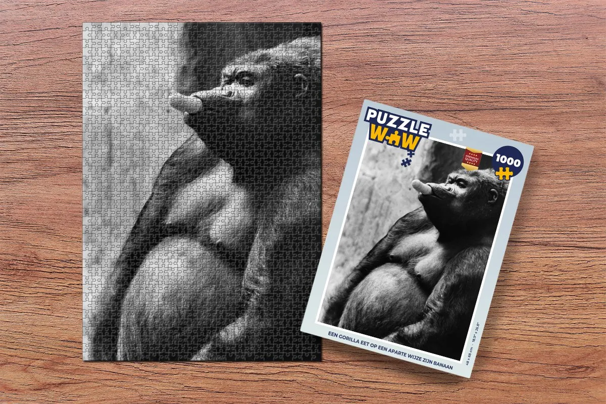 PuzzleWow Legpuzzel 1000 Stuks - Gorilla met banaan Multicolor