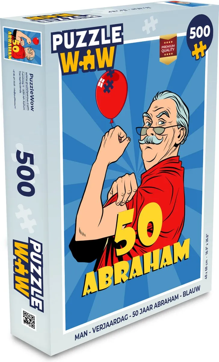 PuzzleWow Verjaardag Abraham Puzzel 500 Stuks - Multicolor