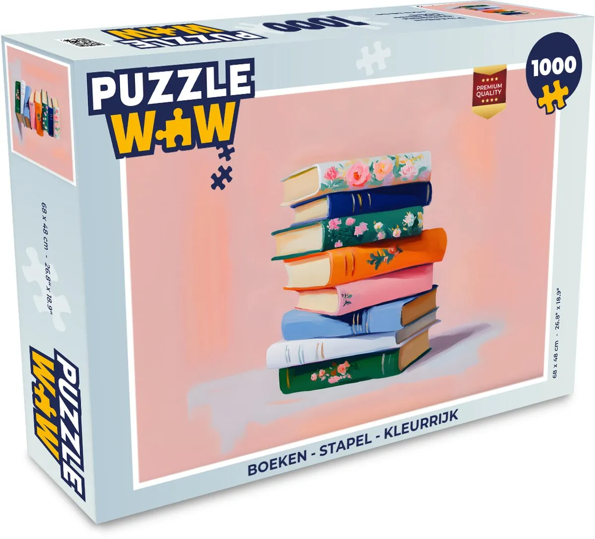 PuzzleWow Legpuzzel 1000 Stuks - Boekenstapel Kleurrijk