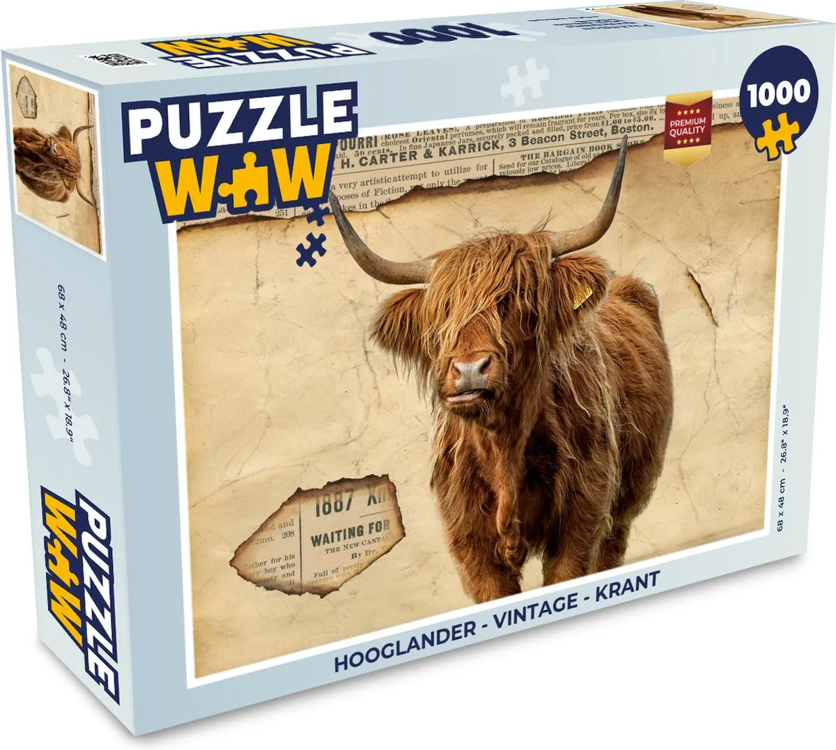 PuzzleWow Hooglander Vintage Krant Legpuzzel 1000 Stuks - Multicolor