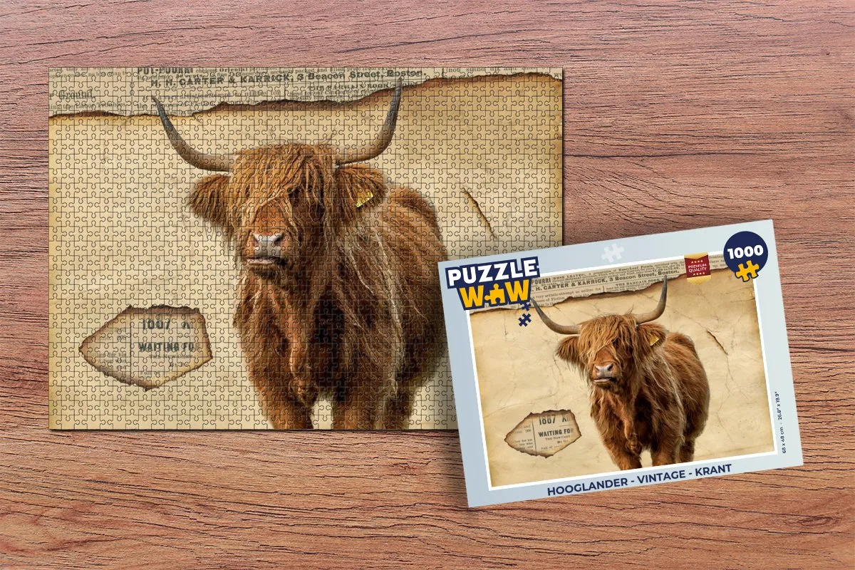 PuzzleWow Hooglander Vintage Krant Legpuzzel 1000 Stuks - Multicolor