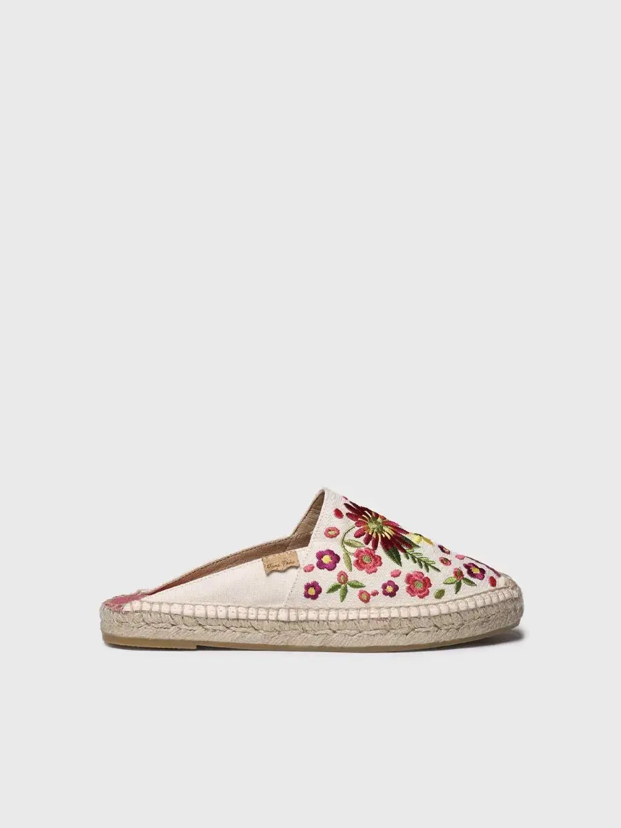 Damesmuiltjes/espadrilles met bloemenborduurwerk | ROVIRA