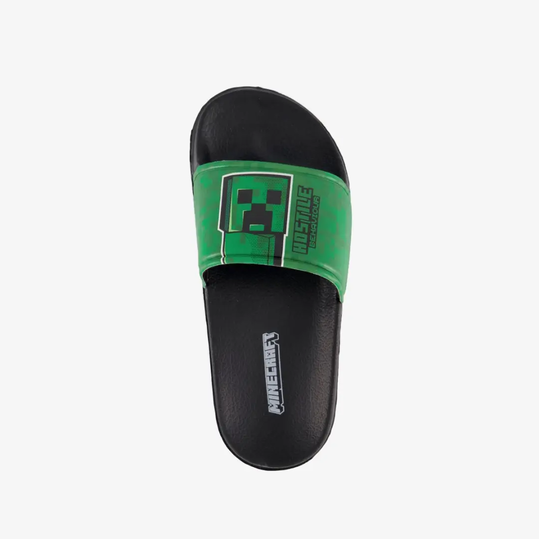Minecraft kinder badslippers zwart groen