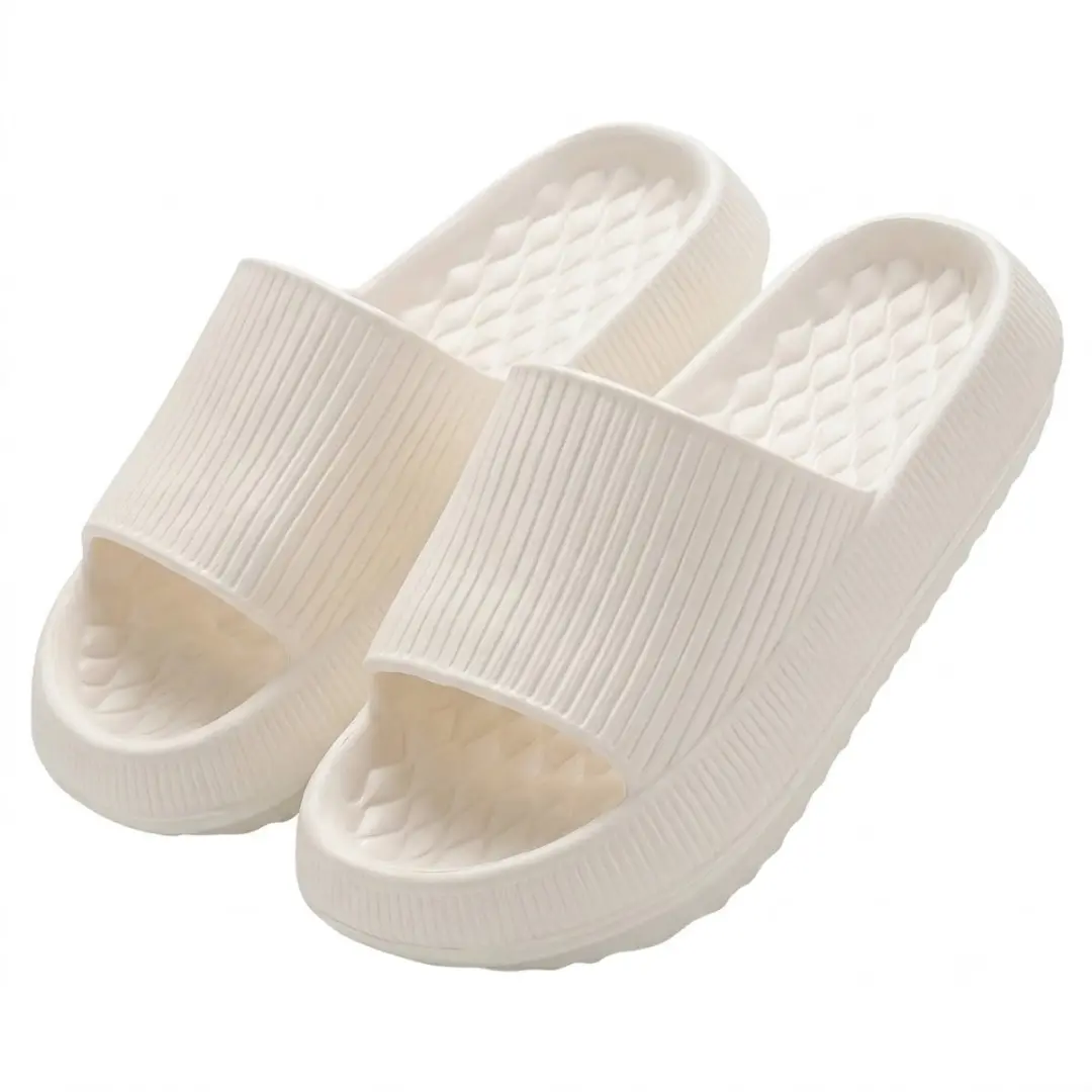Witte badslippers dames EVA instap slippers antislip dik zool zacht voetbed open