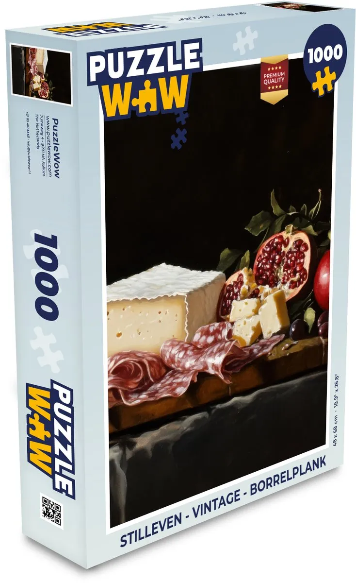 PuzzleWow Stilleven Borrelplank Legpuzzel 1000 Stuks