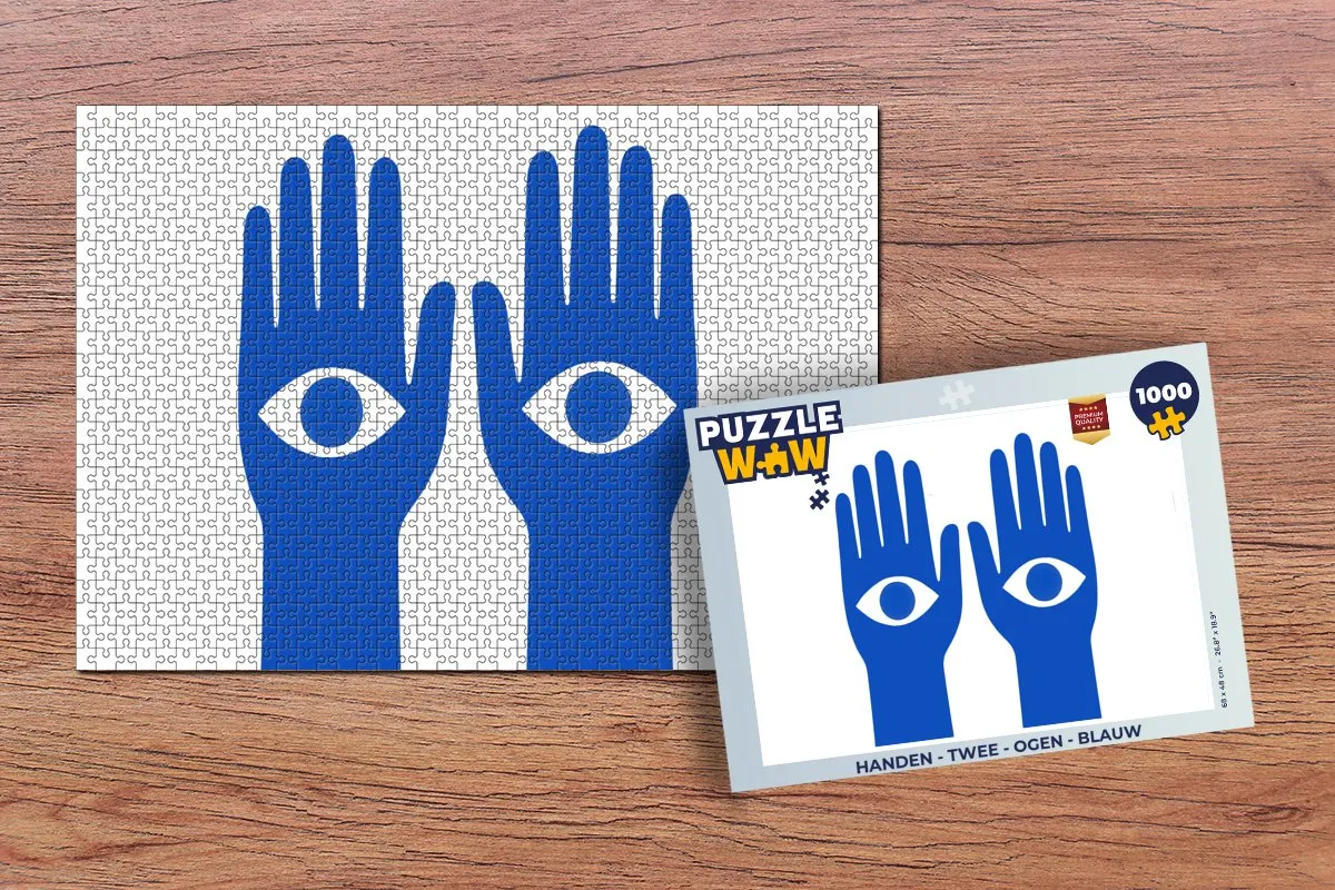 PuzzleWow Legpuzzel 1000 Stukjes - Handen/Ogen Blauw