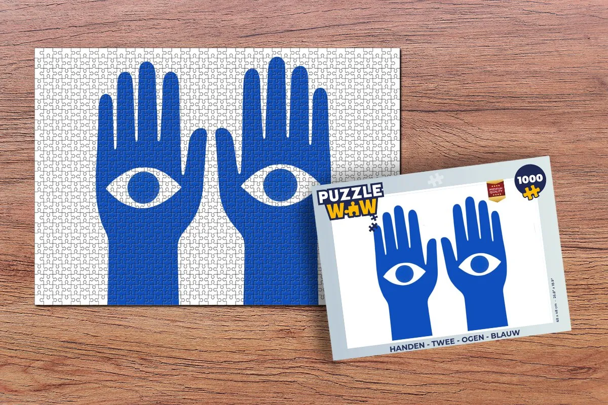 PuzzleWow Legpuzzel 1000 Stukjes - Handen/Ogen Blauw