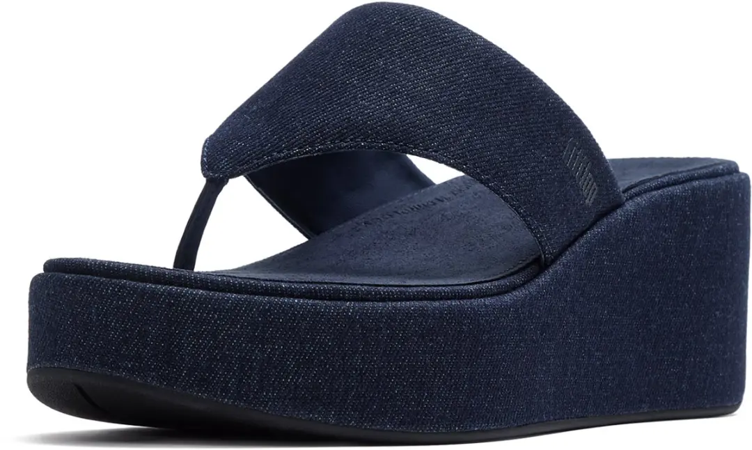 FitFlop Platfforms Denim Wedge Toe-Post Sandals Dames Sandalen