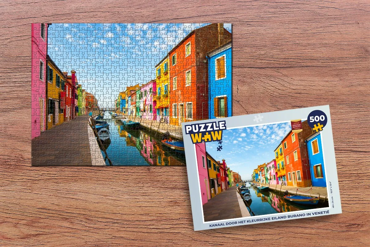 PuzzleWow Kanaal door Burano Legpuzzel 500 Stuks - Multicolor