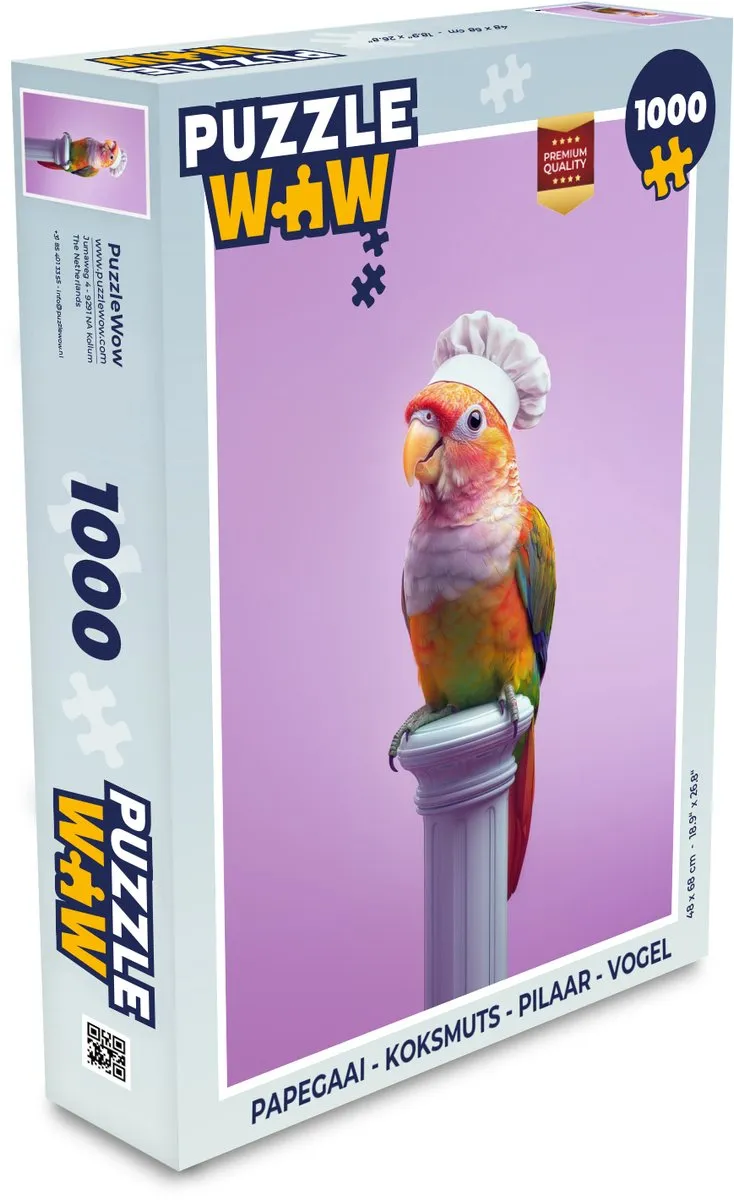 PuzzleWow Papegaai Koksmuts Legpuzzel 1000 Stuks