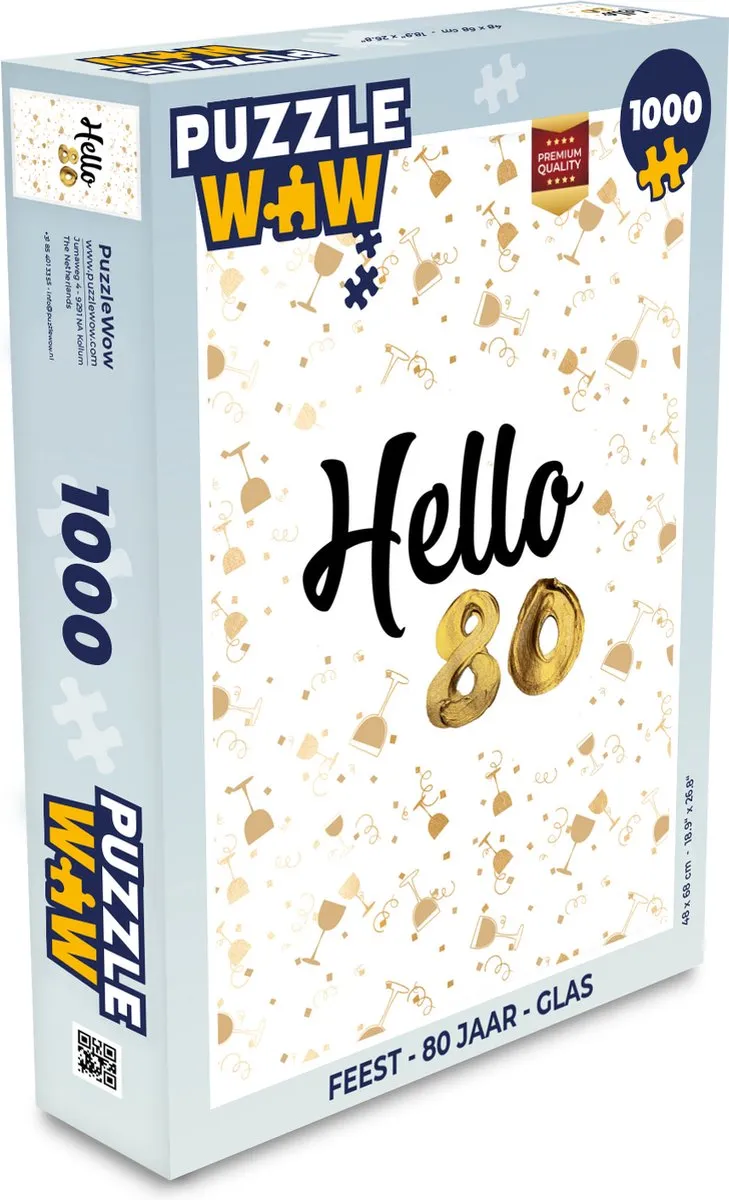 PuzzleWow 80 Jaar Legpuzzel 1000 Stuks - Multicolor