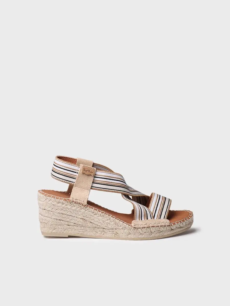 Dames espadrille met sleehak en elastische banden