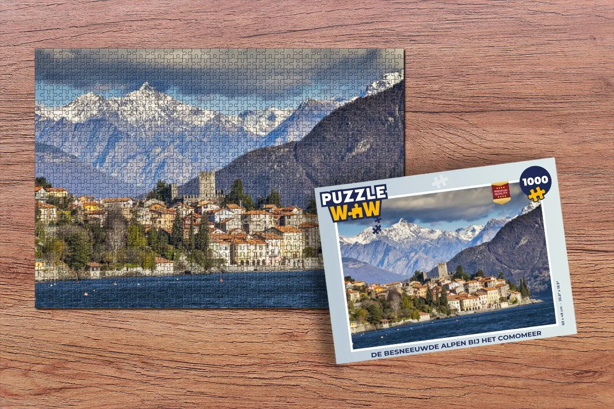 PuzzleWow Alpen Comomeer Italië Legpuzzel 1000 Stuks - Multicolor