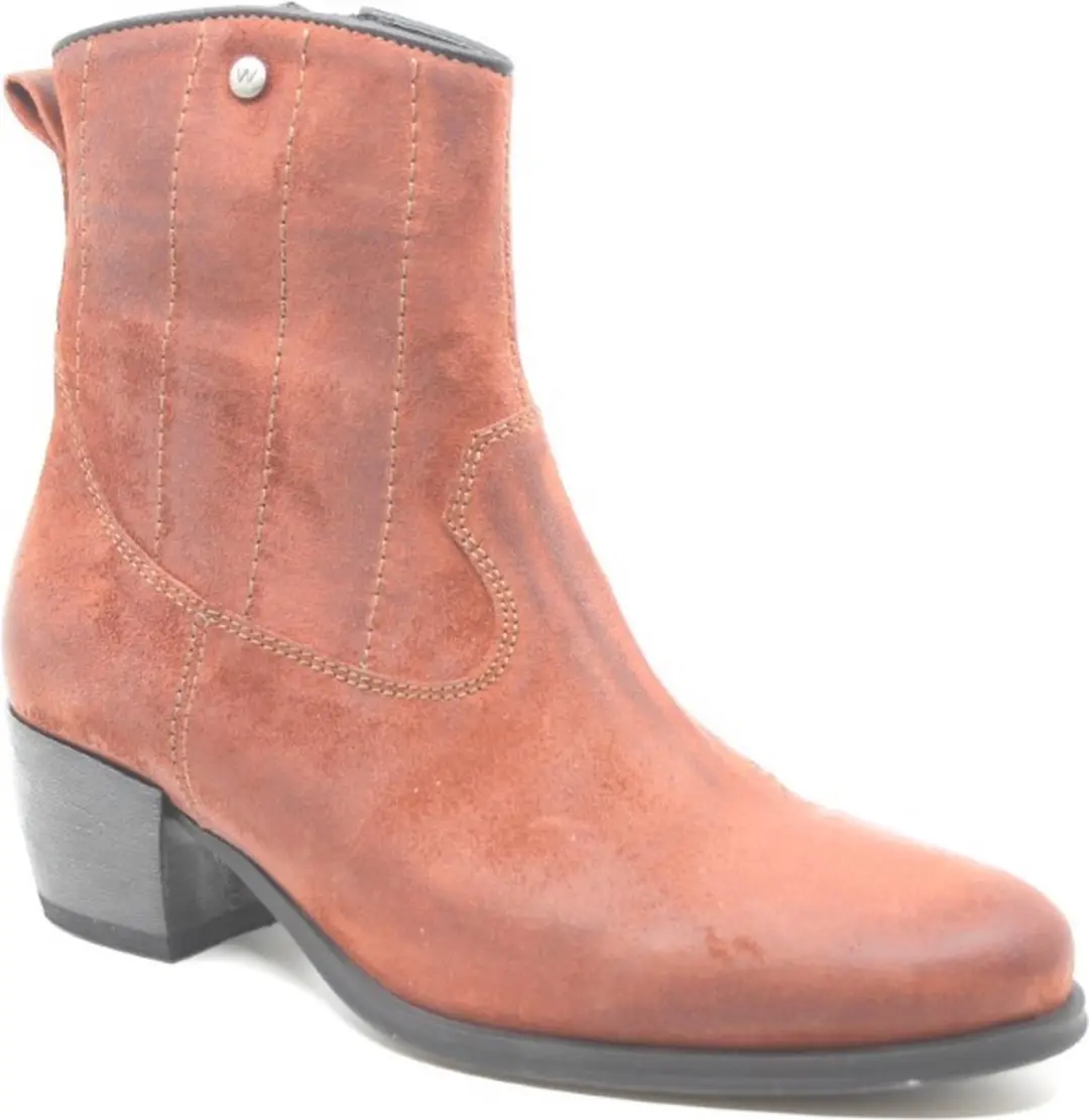 Wolky, LUBBOCK Brushed, 0287845 434, Roodbruine stoere dames westernboot met rit