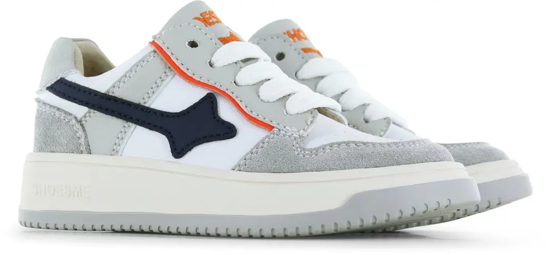 Shoesme Grijze Sneaker Veterschoenen 29 - Grey Blue Orange