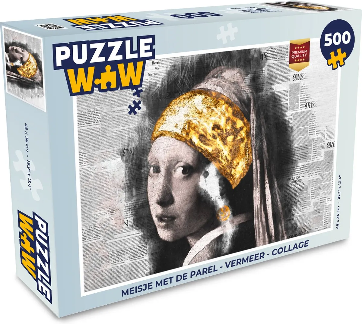 PuzzleWow Vermeer Meisje met de parel Legpuzzel 500 Stuks - Multicolor