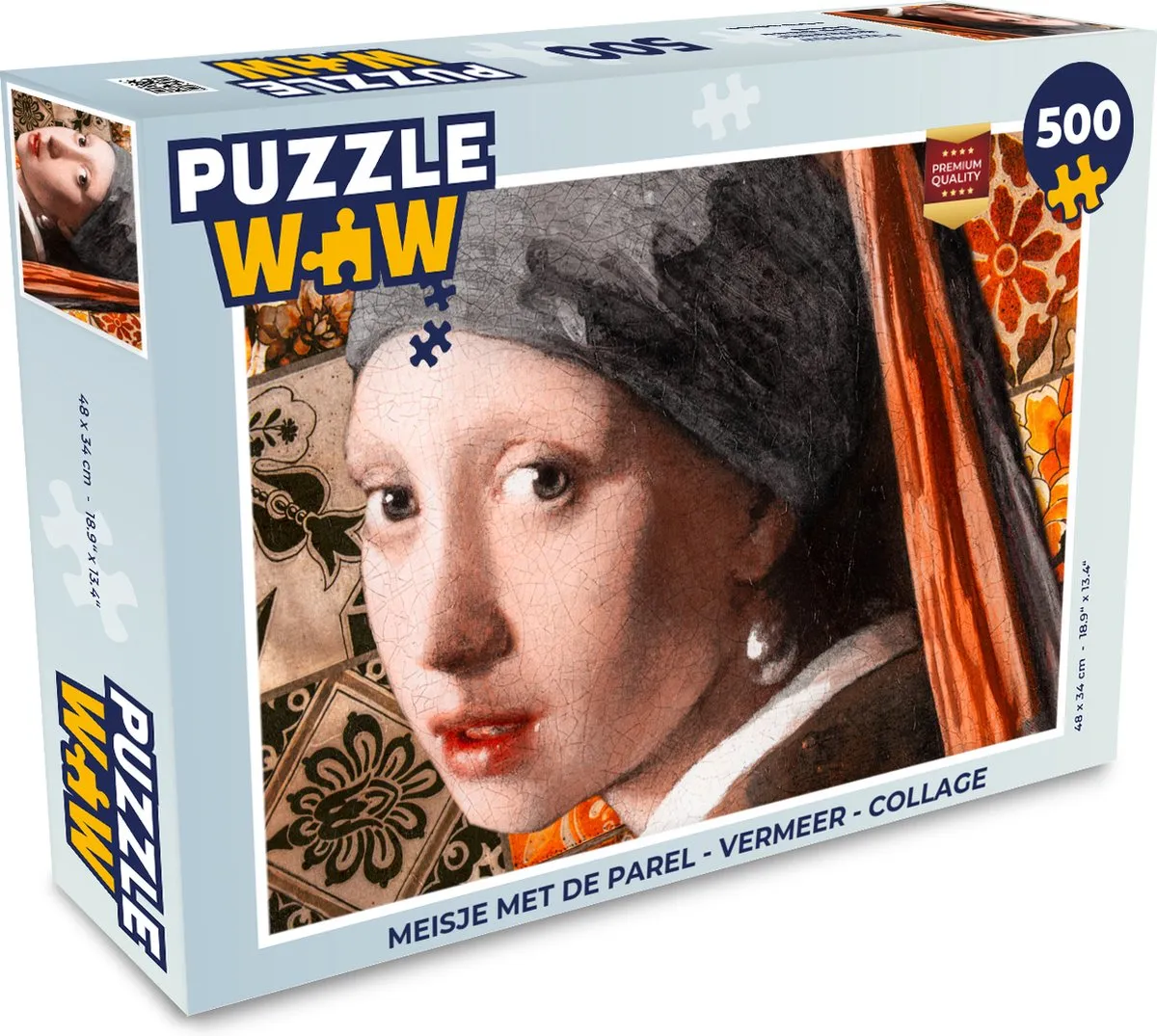 PuzzleWow Vermeer Meisje met de parel Legpuzzel 500 Stuks - Multicolor