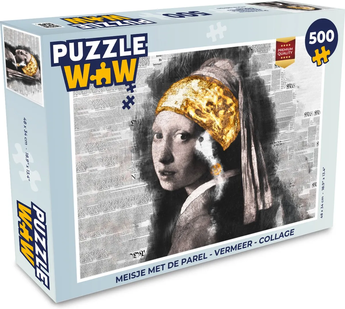 PuzzleWow Vermeer Meisje met de parel Legpuzzel 500 Stuks - Multicolor