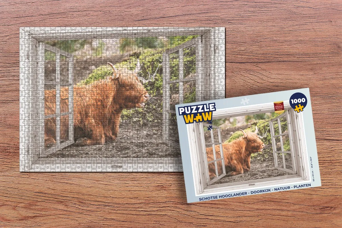 PuzzleWow Schotse Hooglander Legpuzzel 1000 Stuks - Multicolor
