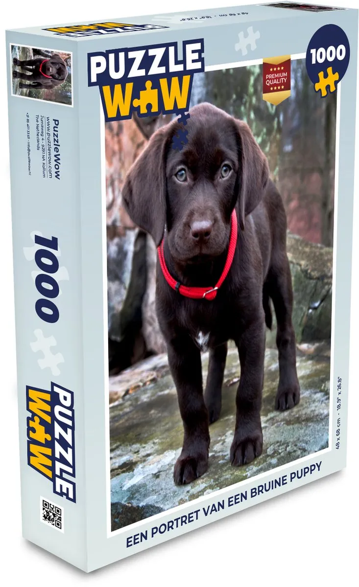 PuzzleWow Legpuzzel Een portret van een bruine puppy 1000 Stuks - Multicolor