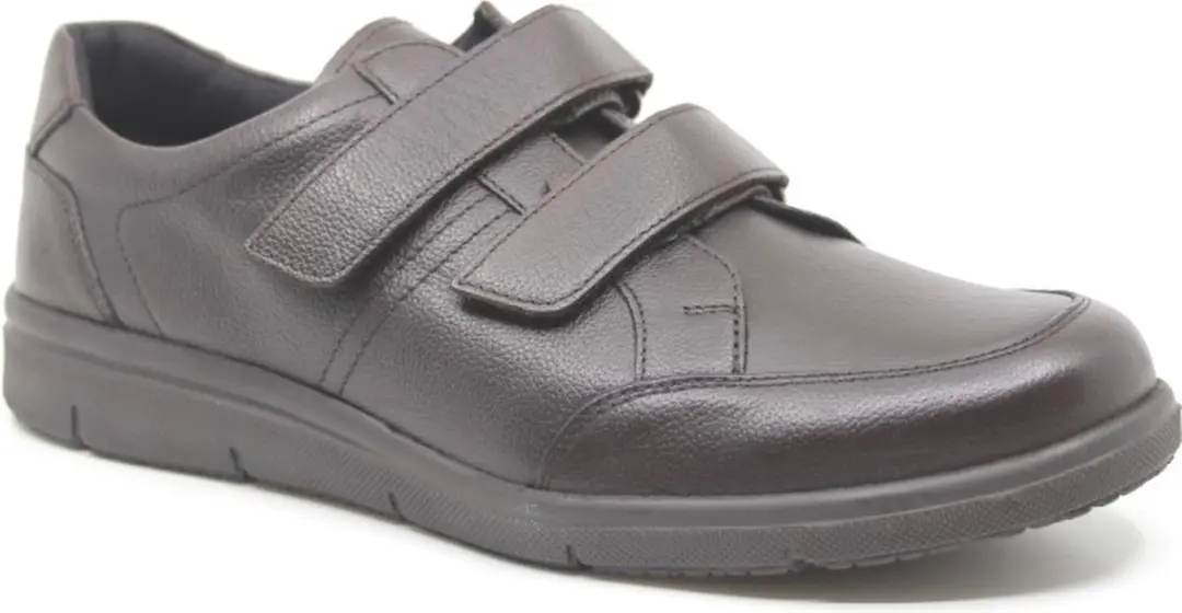 Solidus, 64500 30534, Bruine heren klittenbandschoenen met stretch wijdte K