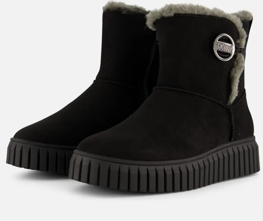 S.Oliver Gevoerde boots zwart Suede