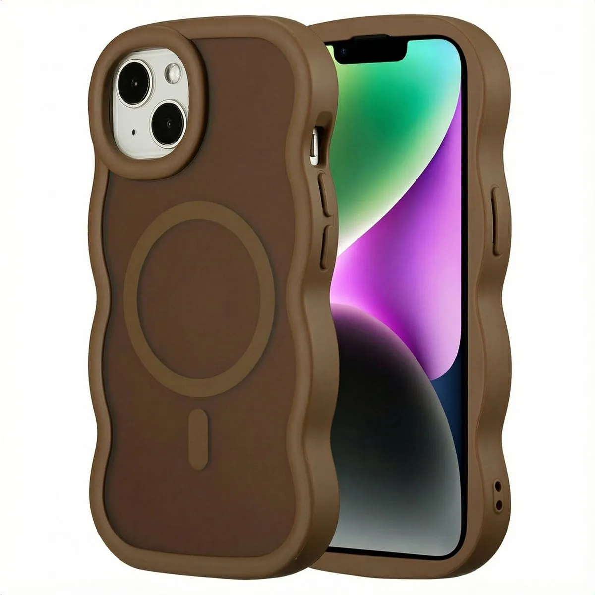 Selencia Wavy Case iPhone 14/13 - Mocha Brown