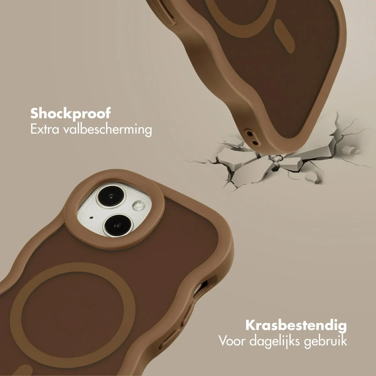 Selencia Wavy Case iPhone 14/13 - Mocha Brown - afbeelding 6 van 6