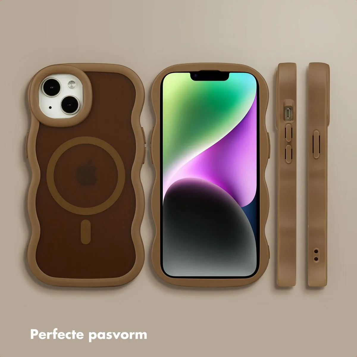 Selencia Wavy Case iPhone 14/13 - Mocha Brown