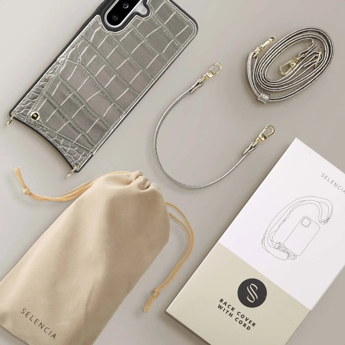 Selencia Croco Backcover Hoesje Samsung Galaxy A36/A56 - Zilver