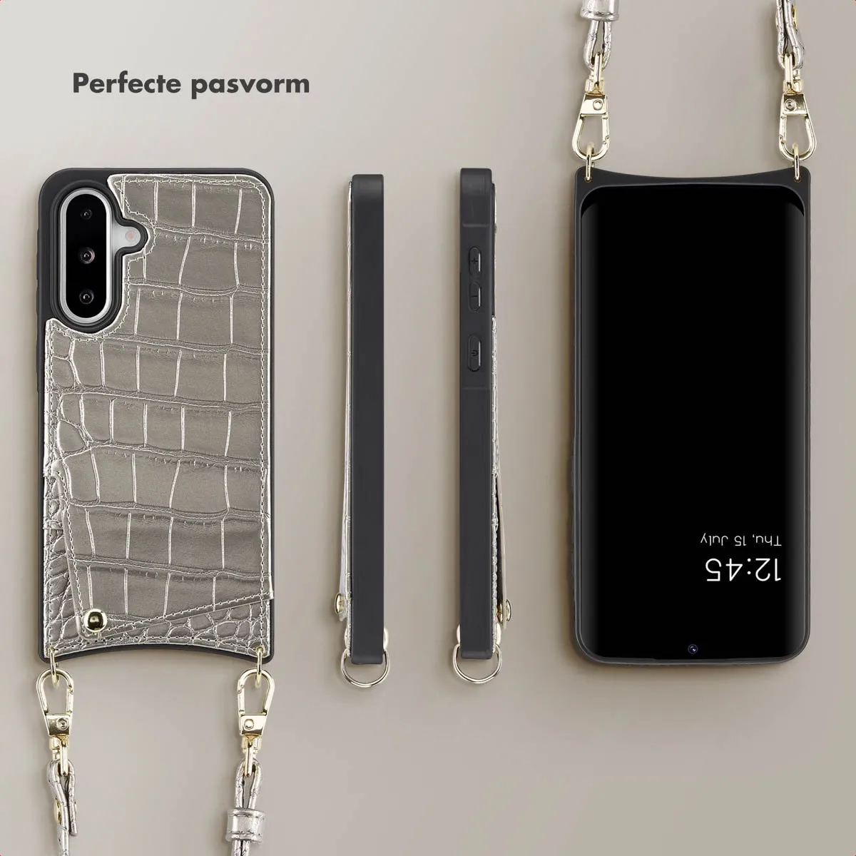 Selencia Croco Backcover Hoesje Samsung Galaxy A36/A56 - Zilver