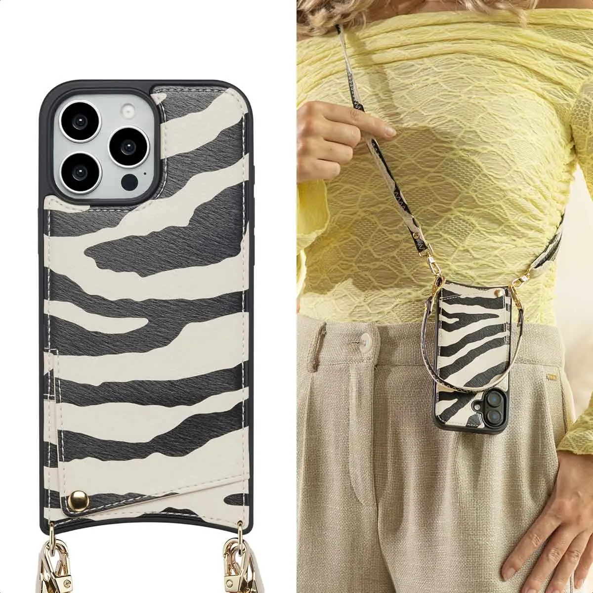 Selencia Hoesje iPhone 16 Pro Max Zazzy Zebra - 2 Pasjes