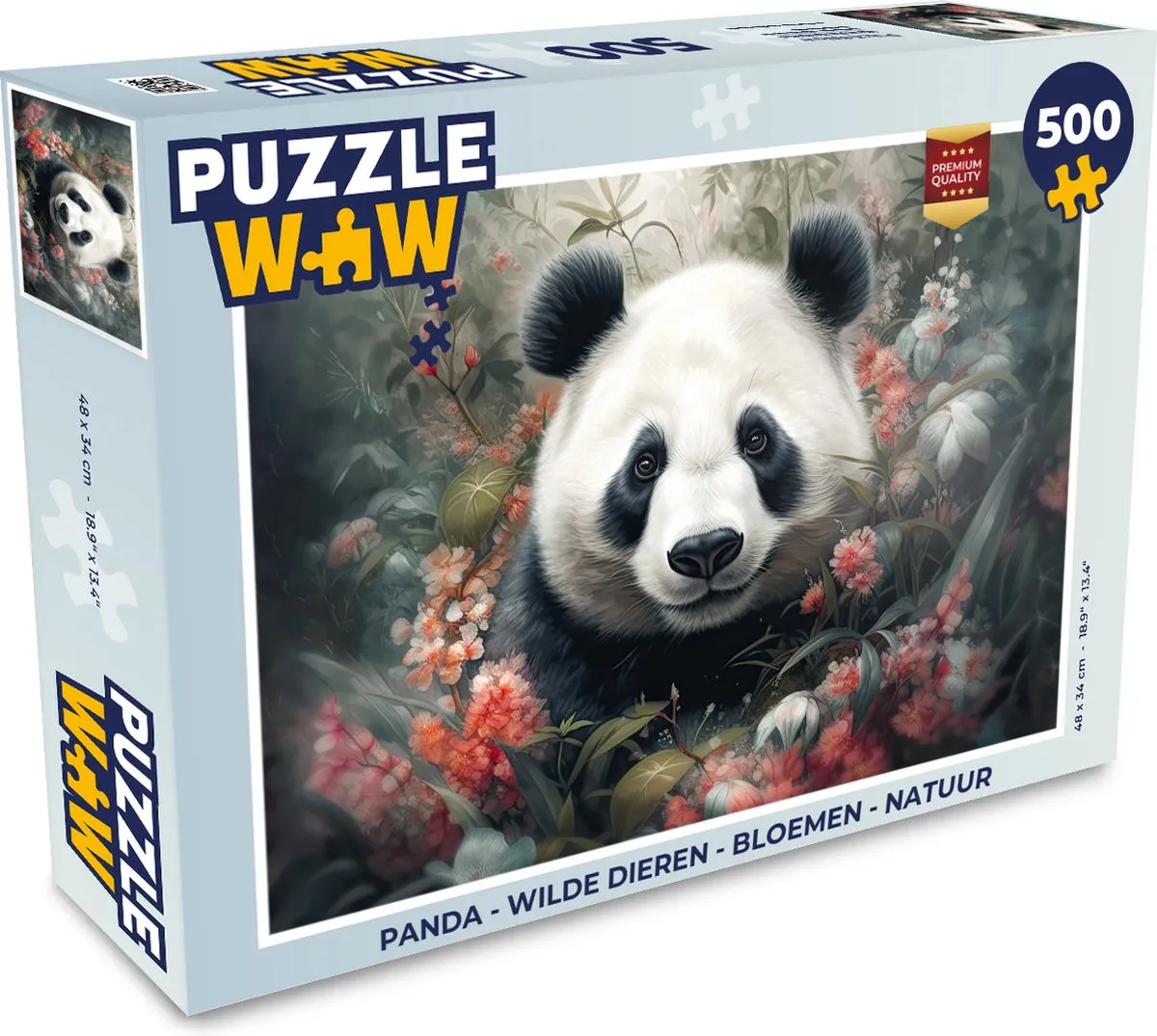 PuzzleWow Puzzel Panda Legpuzzel 500 Stuks - Multicolor